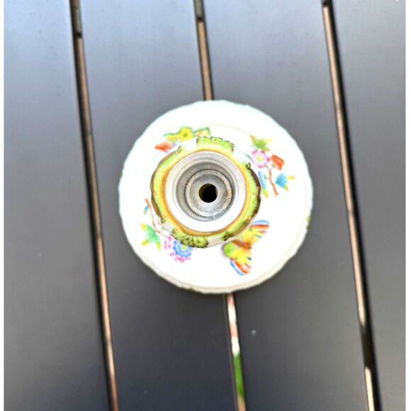 Herend Queen Victoria Green Border Floral Butterfly Single Candlestick SZ 6" VBO - Picture 7 of 16